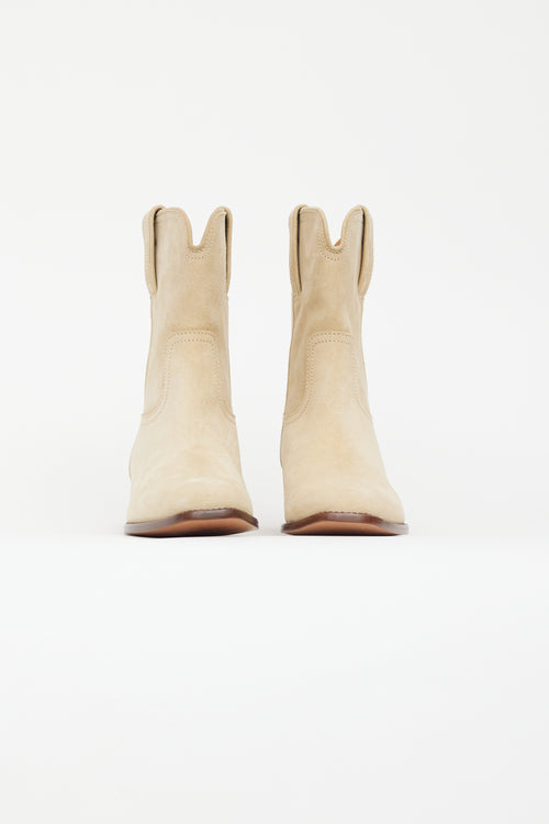 Gucci Beige Suede Western Mid Calf Boot