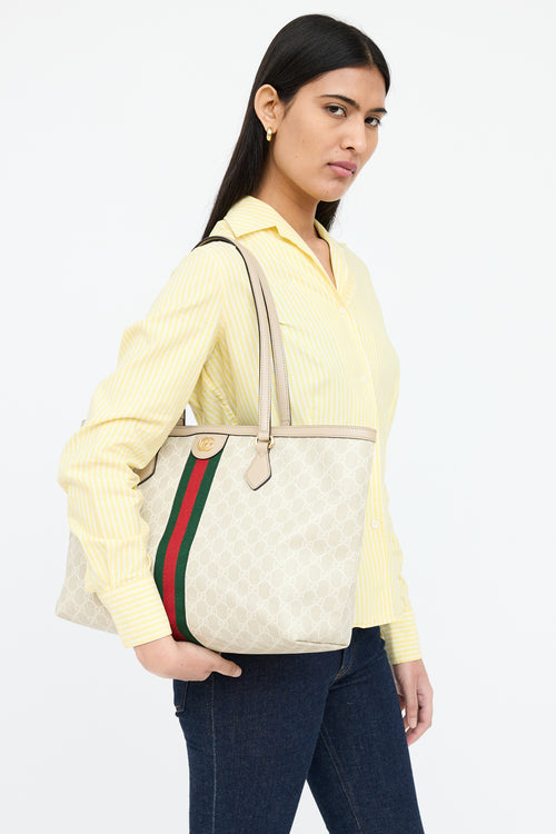 Gucci Beige 
White Ophidia Tote Bag