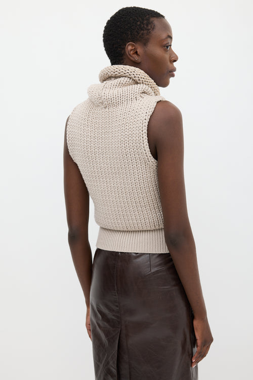 Gucci Beige Wool Knit Turtleneck Vest