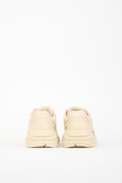 Gucci Beige Leather Rhyton Logo Sneaker