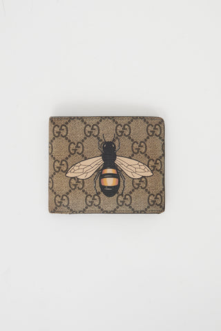 Gucci Beige Bee Supreme Bifold Wallet