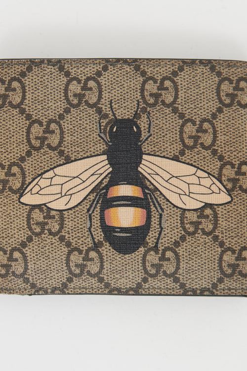 Gucci Beige Bee Supreme Bifold Wallet