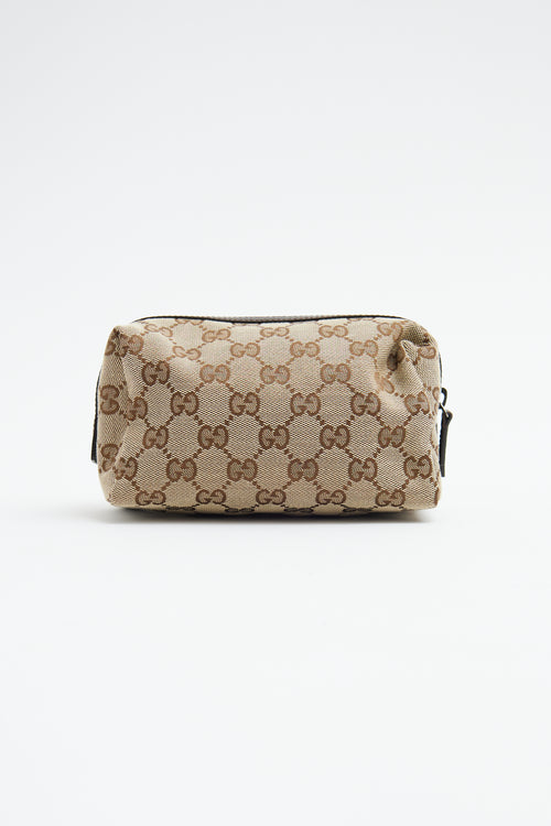 Gucci Beige GG Canvas Zip Cosmetic Pouch