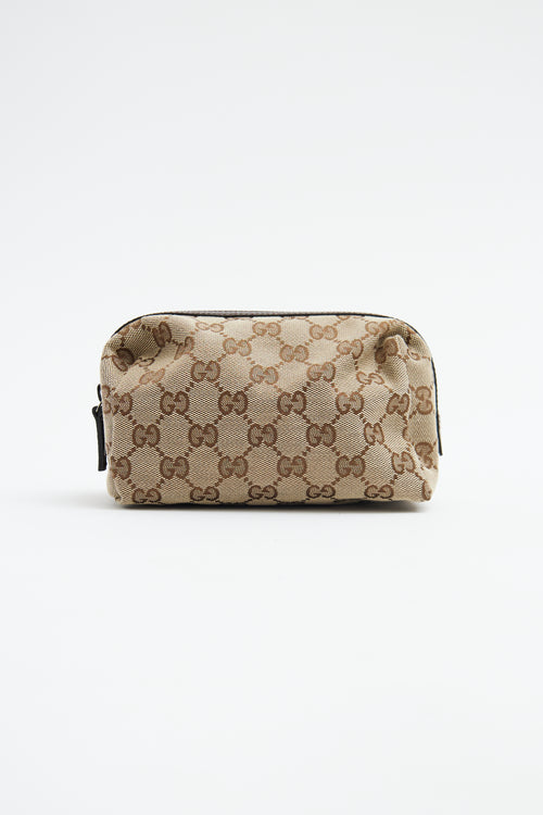 Gucci Beige GG Canvas Zip Cosmetic Pouch