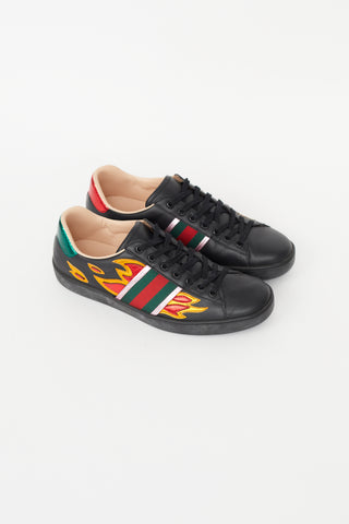 Gucci Black 
Multicolour Ace Flame Sneaker