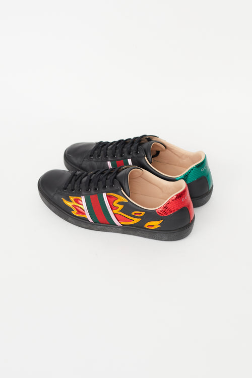 Gucci Black 
Multicolour Ace Flame Sneaker