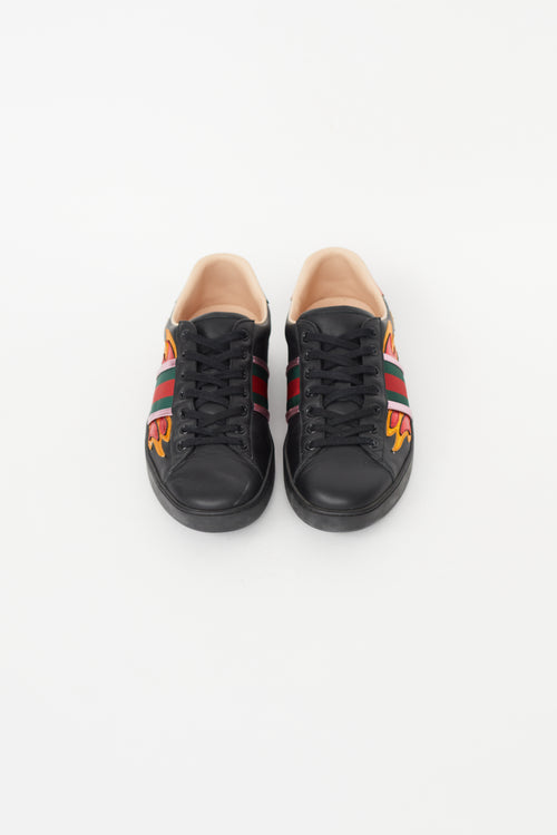 Gucci Black 
Multicolour Ace Flame Sneaker