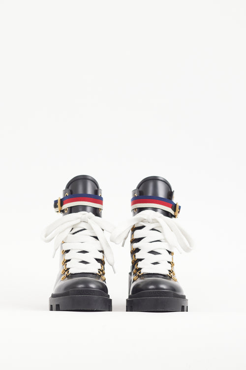 Gucci Black 
Multicolour Leather Sylvie Ankle Boot