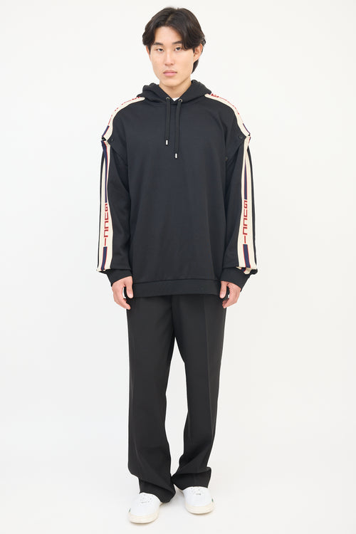 Gucci Black 
Beige Detachable Sleeve Hoodie