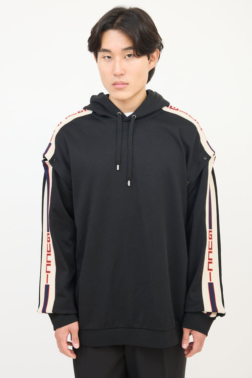 Gucci Black 
Beige Detachable Sleeve Hoodie