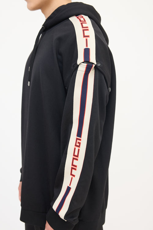 Gucci Black 
Beige Detachable Sleeve Hoodie