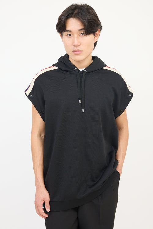 Gucci Black 
Beige Detachable Sleeve Hoodie