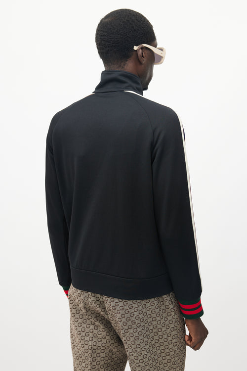 Gucci Black 
Cream Striped Logo Track Jacket