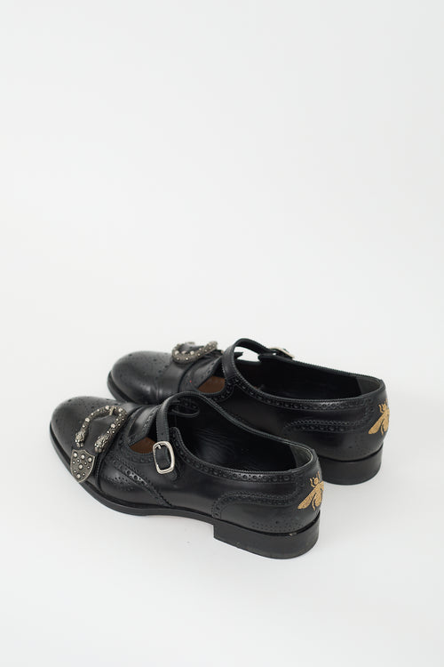 Gucci Black Leather Embellished Queercore Cutout Brogue