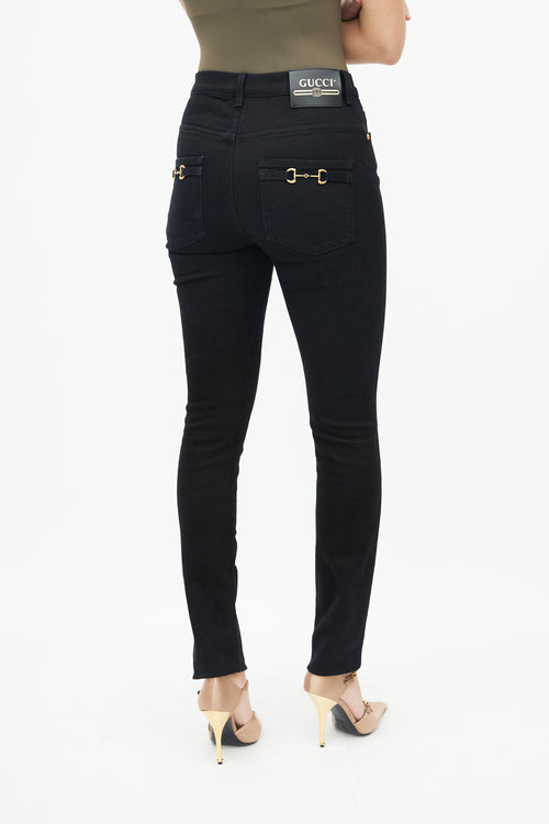 Gucci Black Denim Horsebit Back Pocket Jeans