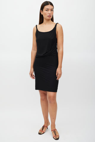 Gucci Black Draped Front Sleeveless Dress