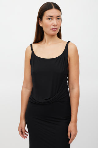 Gucci Black Draped Front Sleeveless Dress