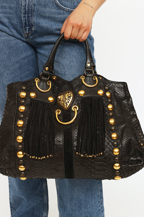 Gucci Black Leather Babouska Fringe Bag