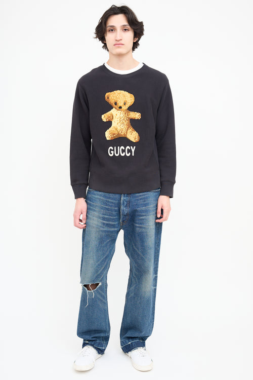 Gucci Black Embroidered Teddy Crewneck