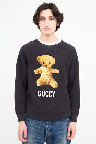 Gucci Black Embroidered Teddy Crewneck