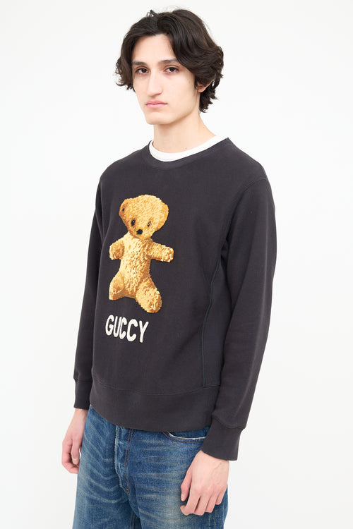 Gucci Black Embroidered Teddy Crewneck