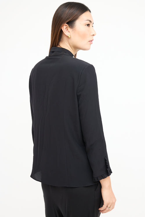 Gucci Black GG Pearl Tie Neck Blouse