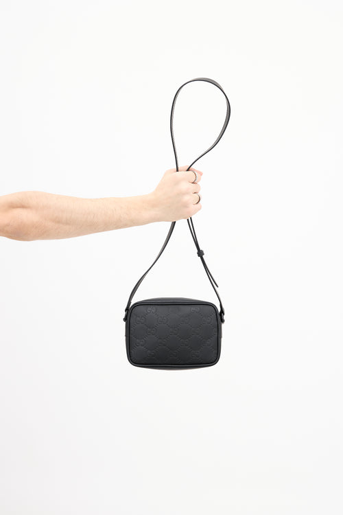 Gucci Black GG Rubber Effect Leather Crossbody Bag