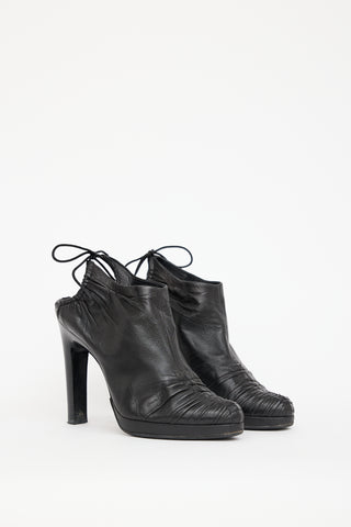 Gucci Black Gathered Leather Heel Boot