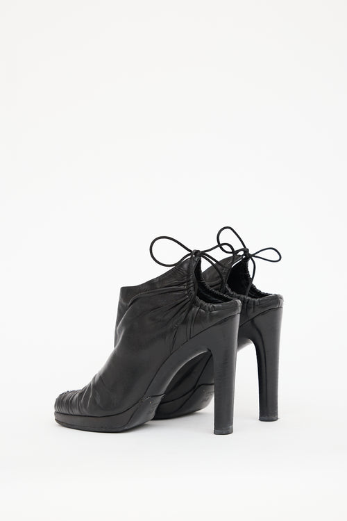 Gucci Black Gathered Leather Heel Boot