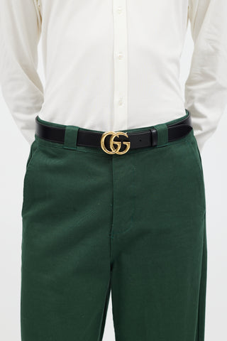 Gucci Black 
Gold Double G Belt