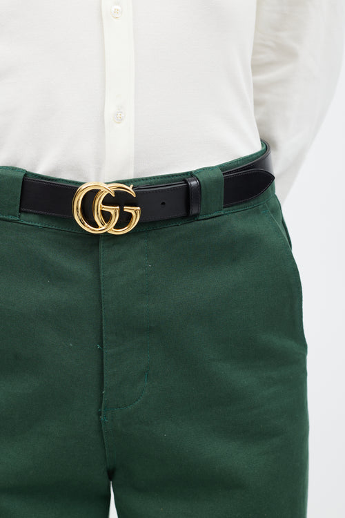 Gucci Black 
Gold Double G Belt