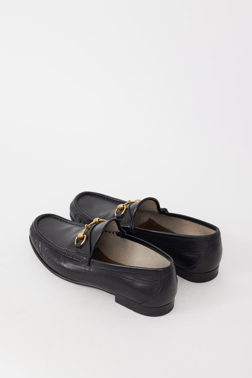 Gucci Black 
Gold Hardware Leather Loafer