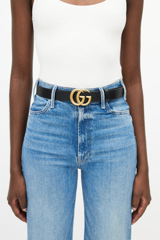 Gucci Black 
Gold Leather GG Belt