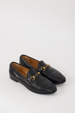 Gucci Black 
Gold Leather Jordaan Loafer