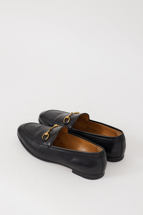 Gucci Black 
Gold Leather Jordaan Loafer