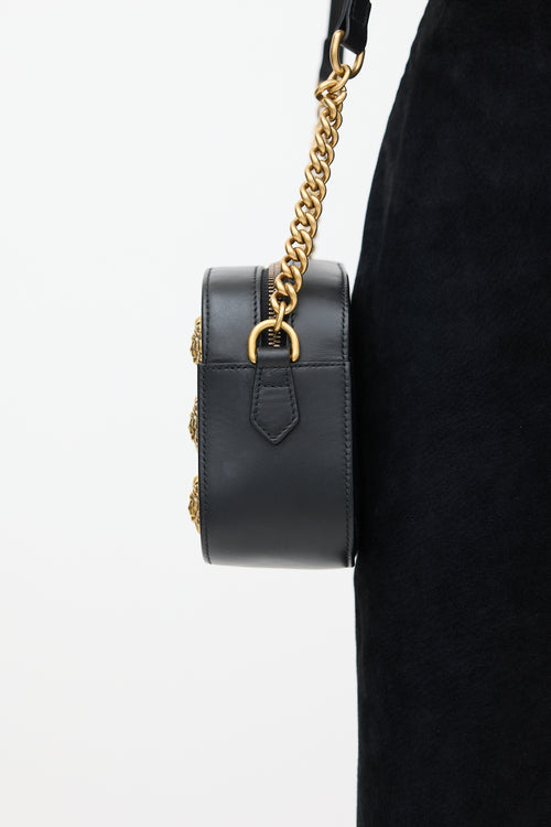 Gucci Black 
Gold Leather Marmont Quilted Bag