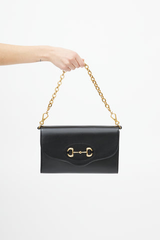 Gucci Black 
Gold Patent Small 1955  Shoulder Bag