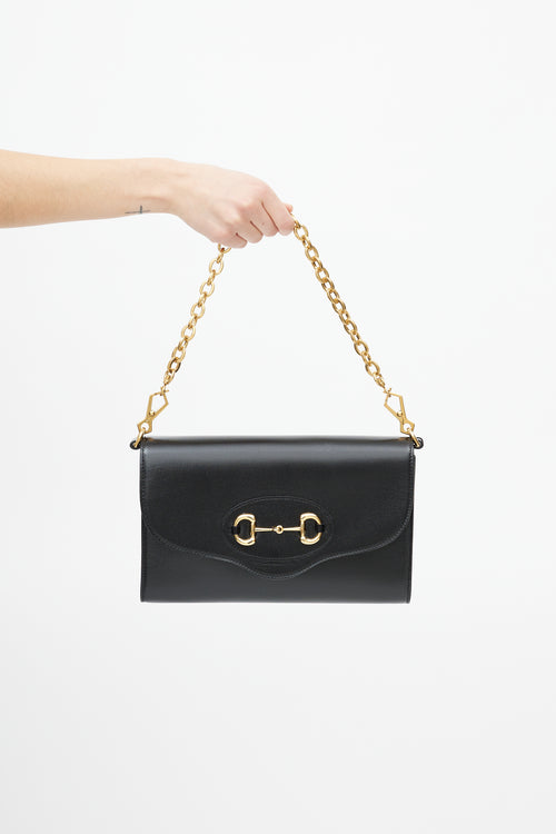 Gucci Black 
Gold Patent Small 1955  Shoulder Bag