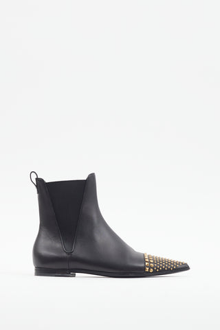 Gucci Black 
Gold Studded Toe Boot