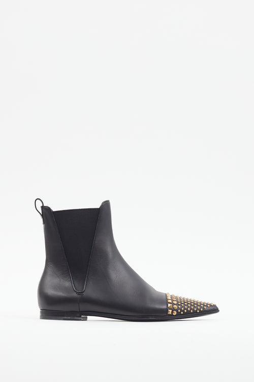 Gucci Black 
Gold Studded Toe Boot