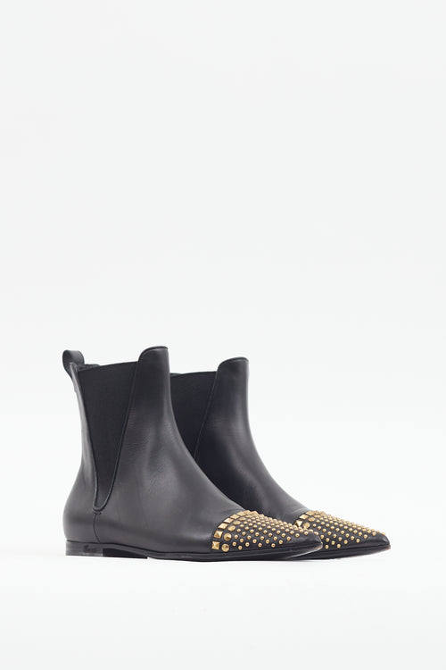 Gucci Black 
Gold Studded Toe Boot