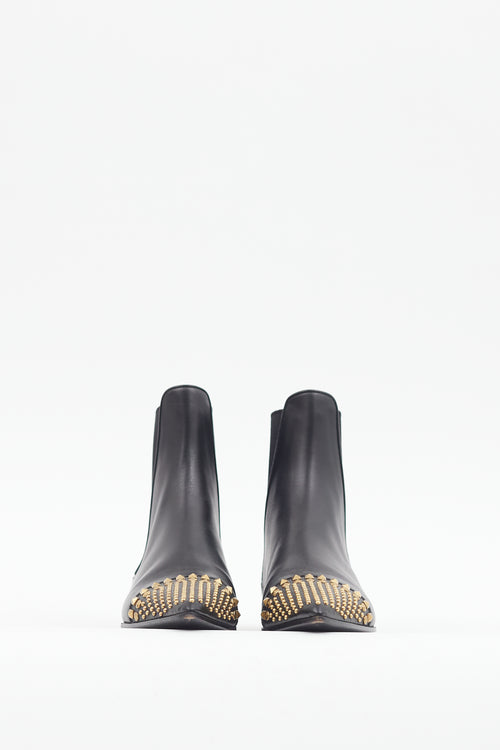 Gucci Black 
Gold Studded Toe Boot