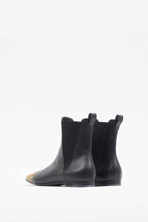 Gucci Black 
Gold Studded Toe Boot