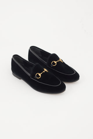 Gucci Black 
Gold Velvet Loafer