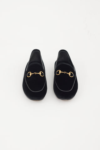 Gucci Black 
Gold Velvet Loafer