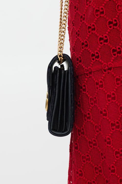 Gucci Black 
Gold Velvet Marmont Bag