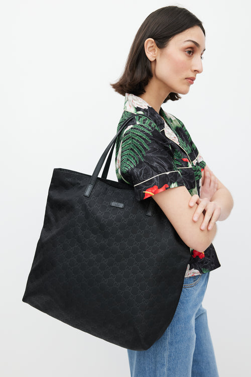 Gucci Black Nylon Monogram Tote