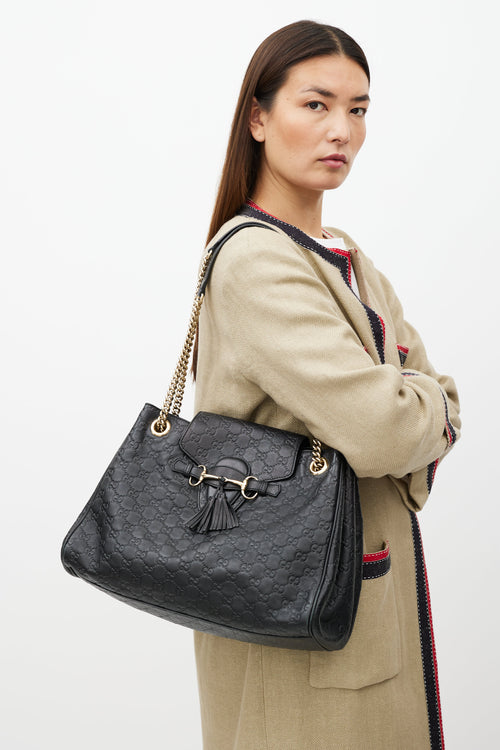 Gucci Black Emily Guccissima Leather Monogram Bag