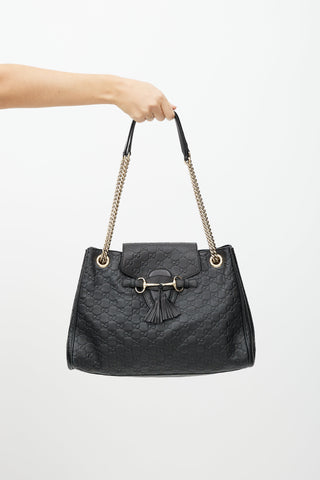 Gucci Black Emily Guccissima Leather Monogram Bag