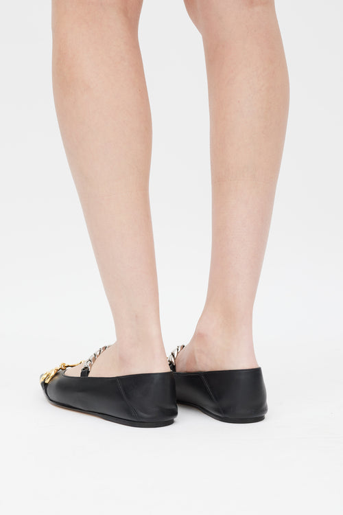 Gucci Black 
Multicolour Horsebit 
Chain Leather Ballet Flat